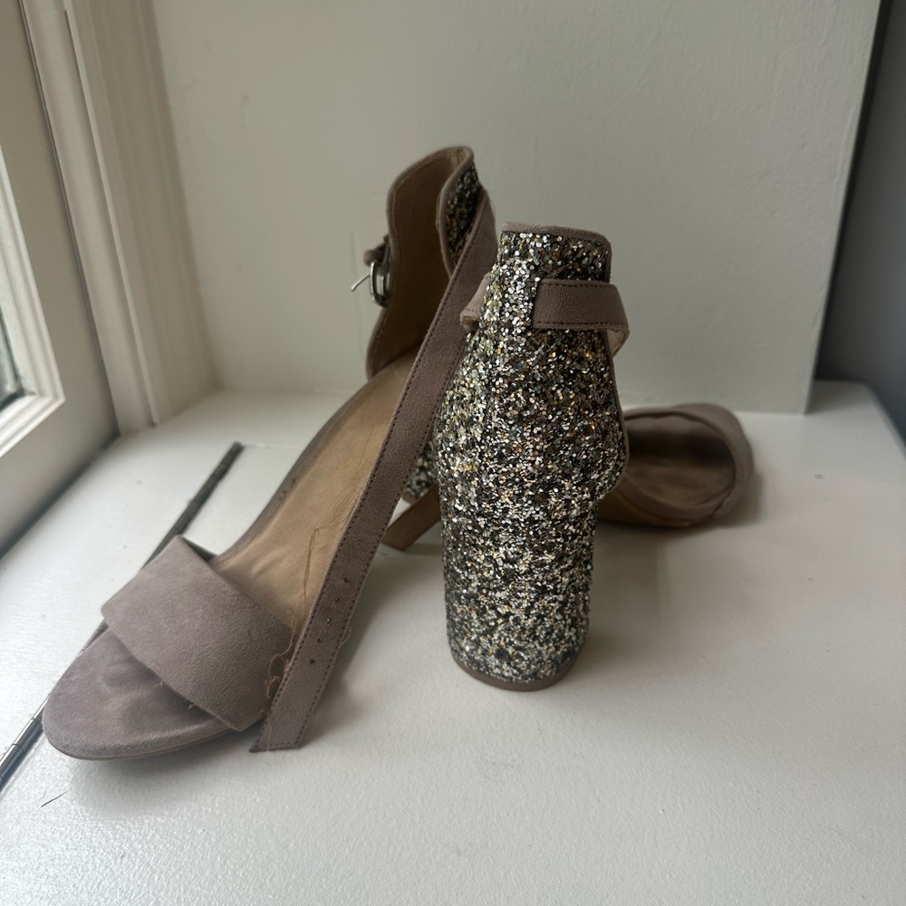 Elegant Glitter Heel Sandals